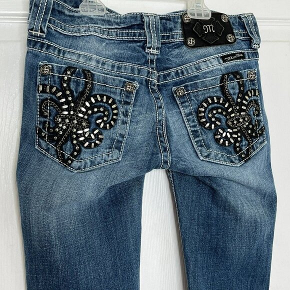 Miss Me Jeans Boot Cut JP6048B sz 27 Low Rise Whiskered Western - Picture 4 of 16